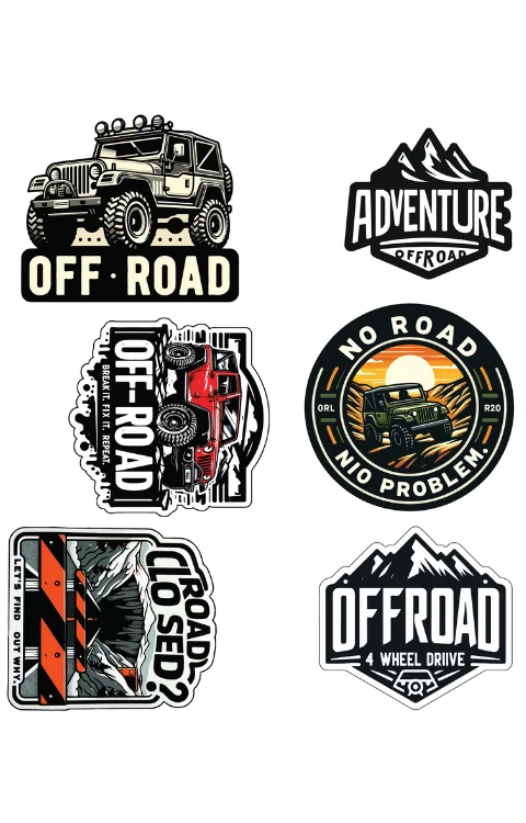 Off Road Adventure Packet Sticker | Printed In Premium Gloss Vinyl With FPF(Fade Protection Film), Water Proof, Precut Sticker, Pack Of 1, Size 2.0 Inches